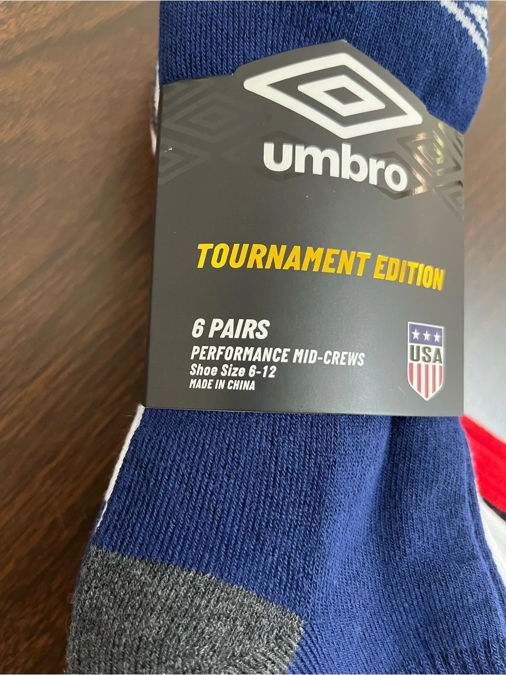 Umbro Tournament Edition USA Soccer Socks 6 Pairs Sz 6-12 New With Tags